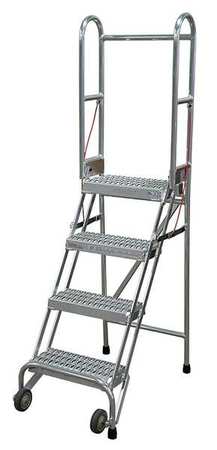 4 STEPS, 40″ H ALUMINUM ROLLING LADDER, 350 LB. LOAD CAPACITY