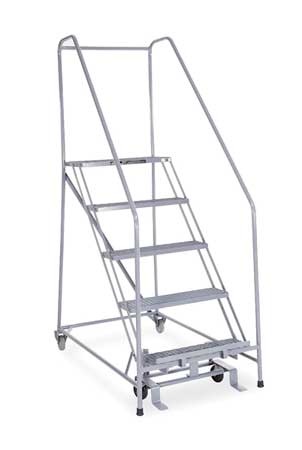 5 STEPS, 50″ H STEEL ROLLING LADDER, 450 LB. LOAD CAPACITY