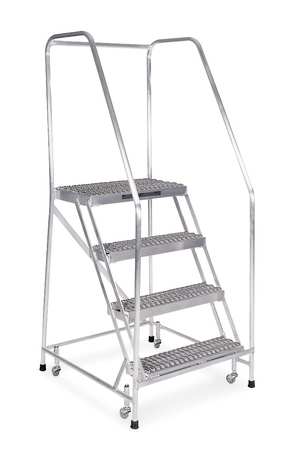 4 STEPS, 40″ H ALUMINUM ROLLING LADDER, 350 LB. LOAD CAPACITY