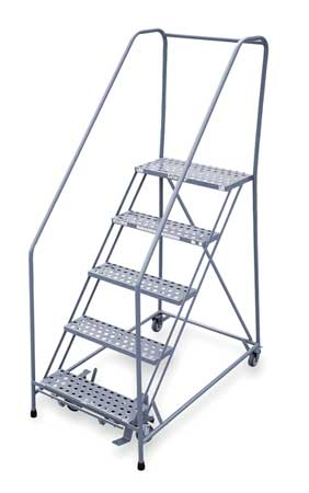 5 STEPS, 50″ H STEEL ROLLING LADDER, 450 LB. LOAD CAPACITY