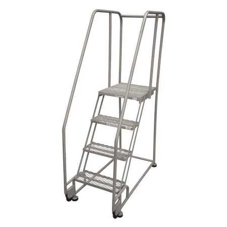 5 STEPS, 50″ H STAINLESS STEEL ROLLING LADDER, 450 LB. LOAD CAPACITY