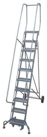 10 Steps, 100" H Steel Rolling Ladder, 450 lb. Load Capacity