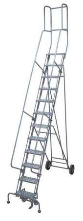 12 Steps, 120" H Steel Rolling Ladder, 1000 lb. Load Capacity