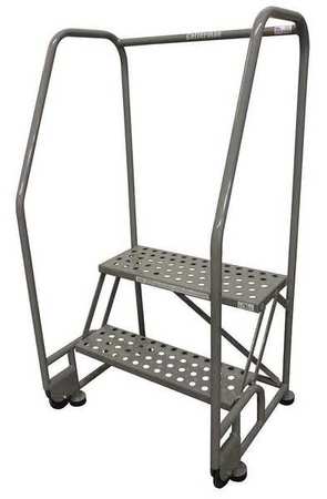 2 Steps, 20" H Steel Tilt and Roll Ladder, 450 lb. Load Capacity