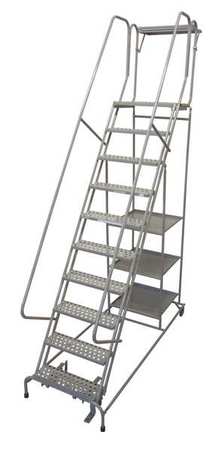 10 Steps, 100" H Steel Rolling Ladder, 300 lb. Load Capacity