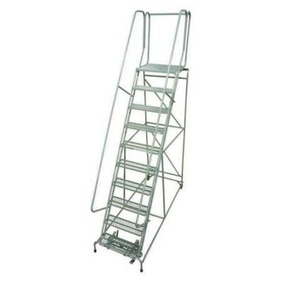 10 Steps, 100" H Steel Rolling Ladder, 450 lb. Load Capacity