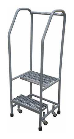 2 Steps, 20" H Steel Rolling Ladder, 450 lb. Load Capacity