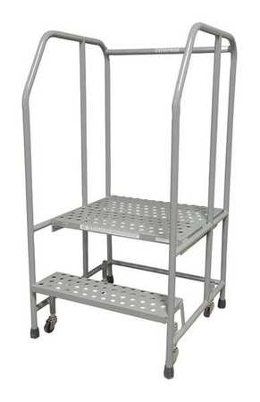 2 Steps, 20" H Steel Rolling Ladder, 450 lb. Load Capacity
