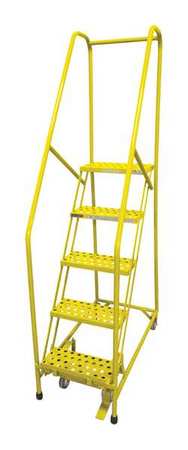 5 STEPS, 50" H STEEL ROLLING LADDER, 450 LB. LOAD CAPACITY