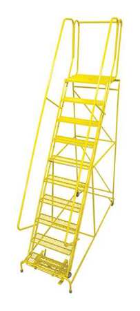 10 Steps, 100" H Steel Rolling Ladder, 450 lb. Load Capacity