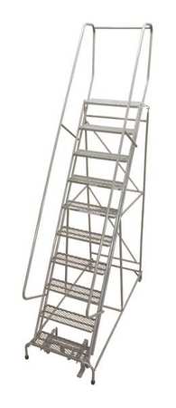 10 Steps, 100" H Steel Rolling Ladder, 450 lb. Load Capacity