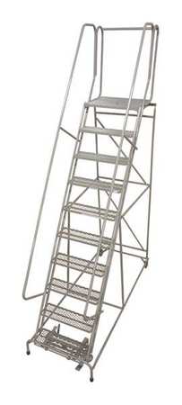 10 Steps, 100" H Steel Rolling Ladder, 450 lb. Load Capacity