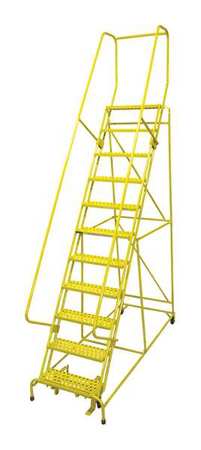11 Steps, 110" H Steel Rolling Ladder, 450 lb. Load Capacity