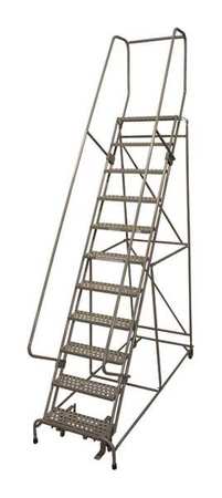 11 Steps, 110" H Steel Rolling Ladder, 450 lb. Load Capacity