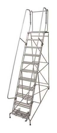 11 Steps, 110" H Steel Rolling Ladder, 450 lb. Load Capacity