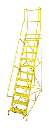 12 Steps, 120" H Steel Rolling Ladder, 450 lb. Load Capacity