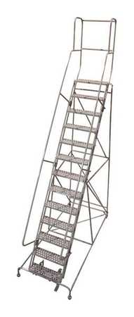 13 Steps, 130" H Steel Rolling Ladder, 450 lb. Load Capacity