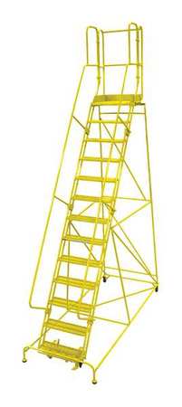 13 Steps, 130" H Steel Rolling Ladder, 450 lb. Load Capacity