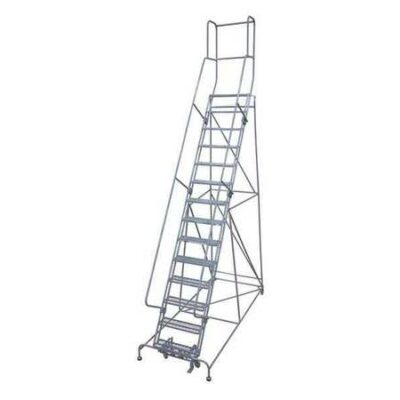 14 Steps, 140" H Steel Rolling Ladder, 300 lb. Load Capacity