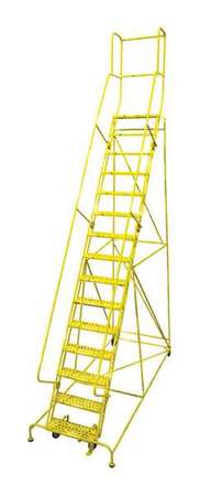 14 Steps, 140" H Steel Rolling Ladder, 300 lb. Load Capacity