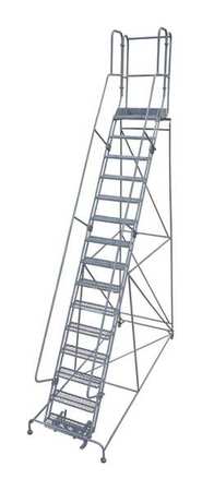 14 Steps, 140" H Steel Rolling Ladder, 300 lb. Load Capacity