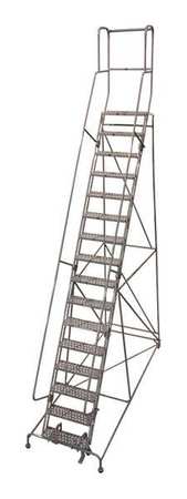 16 Steps, 160" H Steel Rolling Ladder, 450 lb. Load Capacity