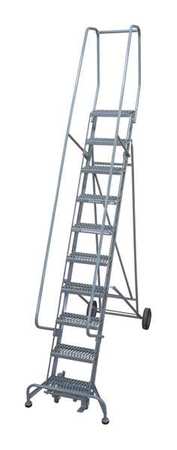 10 Steps, 100" H Steel Rolling Ladder, 450 lb. Load Capacity