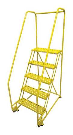 5 STEPS, 50" H STEEL ROLLING LADDER, 450 LB. LOAD CAPACITY