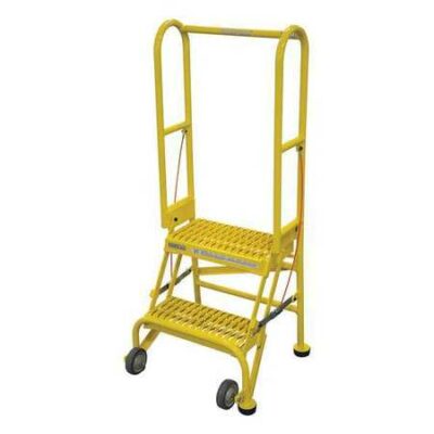 2 Steps, 20" H Steel Rolling Ladder, 350 lb. Load Capacity
