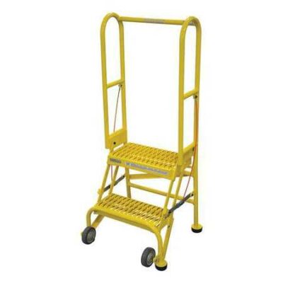 2 Steps, 20" H Steel Rolling Ladder, 350 lb. Load Capacity