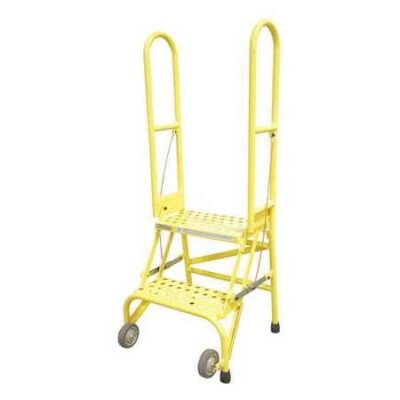 2 Steps, 20" H Steel Rolling Ladder, 350 lb. Load Capacity
