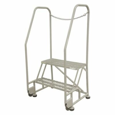 2 Steps, 20" H Steel Rolling Ladder, 450 lb. Load Capacity