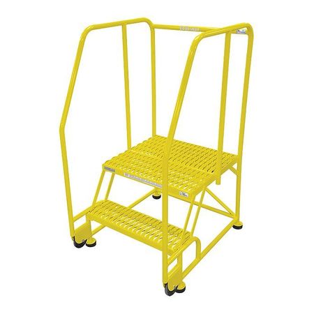 2 Steps, 20" H Steel Rolling Ladder, 450 lb. Load Capacity