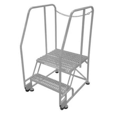 2 Steps, 20" H Steel Rolling Ladder, 450 lb. Load Capacity