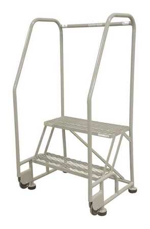2 Steps, 20" H Steel Rolling Ladder, 450 lb. Load Capacity