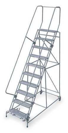 10 Steps, 100" H Steel Rolling Ladder, 450 lb. Load Capacity