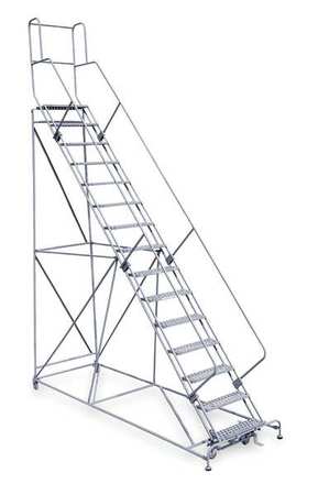 15 Steps, 150" H Steel Rolling Ladder, 800 lb. Load Capacity