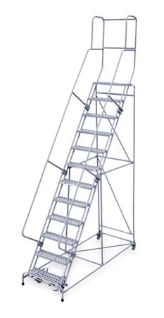 11 Steps, 110" H Steel Rolling Ladder, 450 lb. Load Capacity
