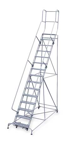 15 Steps, 150" H Steel Rolling Ladder, 450 lb. Load Capacity