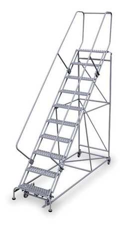 10 Steps, 100" H Steel Rolling Ladder, 800 lb. Load Capacity