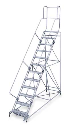 12 Steps, 120" H Steel Rolling Ladder, 800 lb. Load Capacity