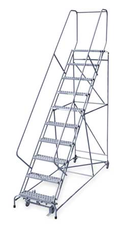 10 Steps, 100" H Steel Rolling Ladder, 450 lb. Load Capacity