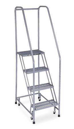 4 STEPS, 40" H STEEL FOLDING ROLLING LADDER, 350 LB. LOAD CAPACITY