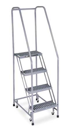 4 STEPS, 40" H STEEL FOLDING ROLLING LADDER, 350 LB. LOAD CAPACITY