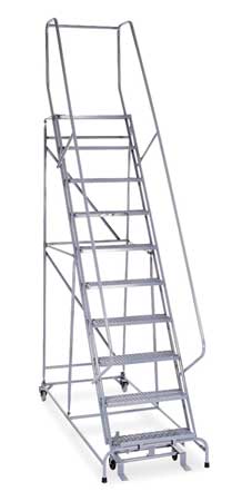 10 Steps, 100" H Steel Rolling Ladder, 450 lb. Load Capacity