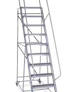 10 Steps, 100" H Steel Rolling Ladder with 450 lb. Load Capacity