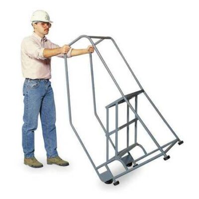 2 Steps, 20" H Steel Tilt and Roll Ladder, 450 lb. Load Capacity