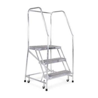 2 Steps, 20" H Aluminum Rolling Ladder, 350 lb. Load Capacity