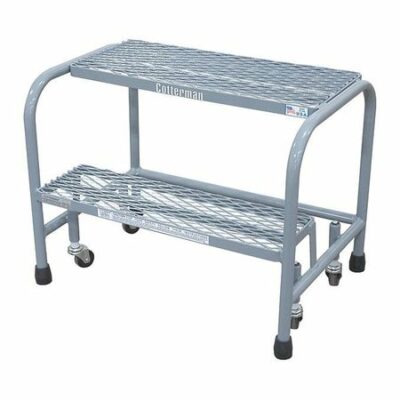 2 Steps, 20" H Steel Rolling Ladder, 450 lb. Load Capacity