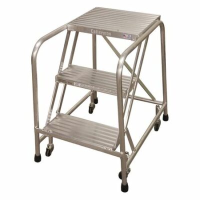 3 STEPS, 30" H ALUMINUM TILT AND ROLL LADDER, 350 LB. LOAD CAPACITY